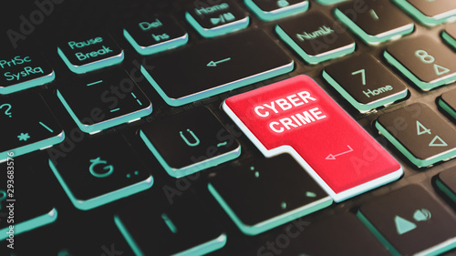 cybercrime koncept visual on computer keyboard