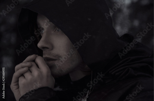Monochome portrait of vikings shaman