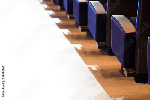 Rows of armchairs in a theater or cinema  back view. Concert seats