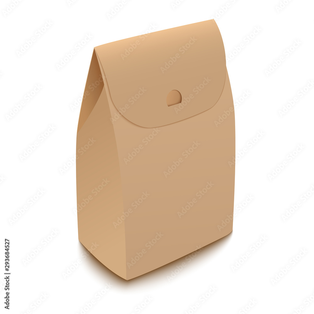 Obraz premium Brown recycled paper bag package. Vector illustration