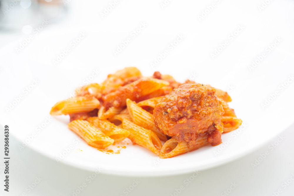 Italian pasta with tomato sauce and meatballs Italian pasta with tomato sauce and meatballs