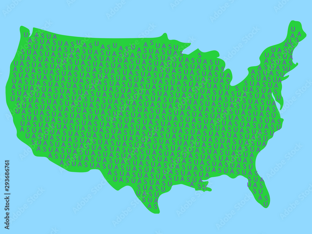 Map of United States of America word cloud Vector illustration Map of United States of America word cloud Vector illustration