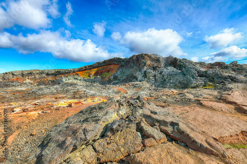 Exotic view of lavas field in the geothermal valley Leirhnjukur  near Krafla volcano