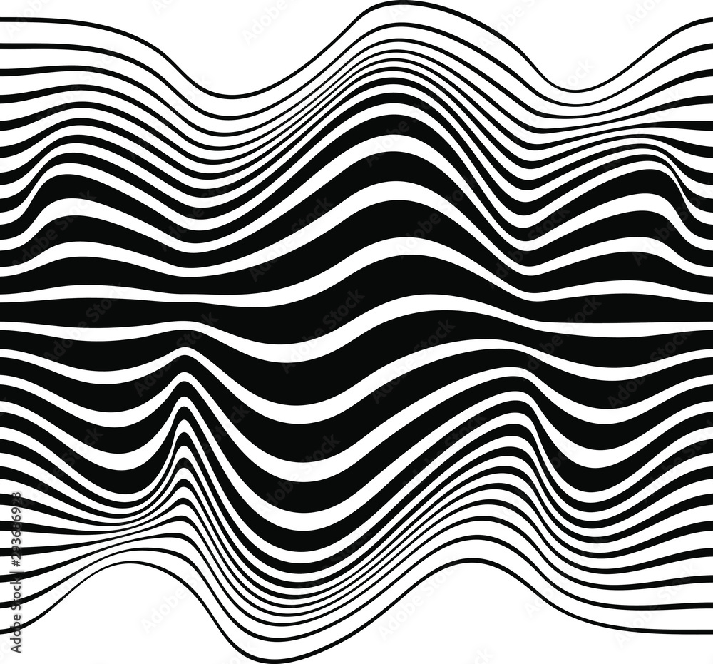 Black wavy horizontal vector stripes. Abstract background. Op art. For prints, web and template Black wavy horizontal vector stripes. Abstract background. Op art. For prints, web and template