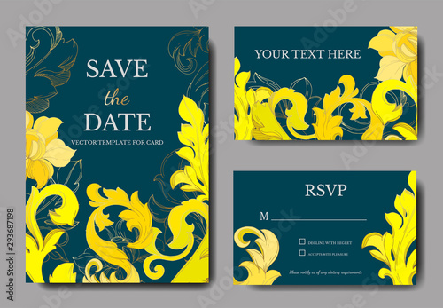 Vector Golden monogram floral ornament. Black and white engraved ink art. Wedding background card decorative border.