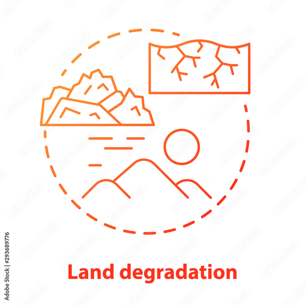 Land degradation concept icon. Soil impoverishment idea thin line  illustration. Soil erosion and desertification process Nonrenewable mineral  resource Vector isolated outline drawing. Editable stroke Stock Vector |  Adobe Stock