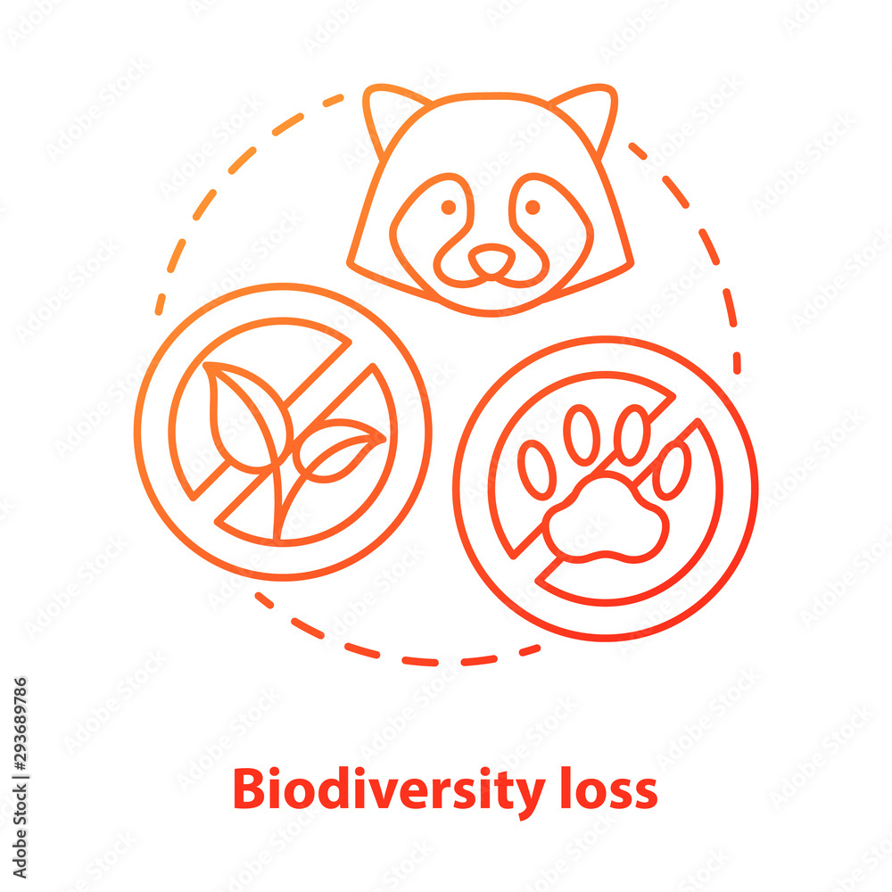 Biodiversity loss concept icon. Disappearance of plants and animals from  planet idea thin line illustration in red. Extinction of species. Ecosystem  hazards. Vector isolated outline drawing Stock Vector | Adobe Stock