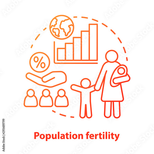 Population fertility concept icon. Birthrate idea thin line illustration in red. Birth control in different countries. Planned parenthood. Lack of resources. Vector isolated outline drawing