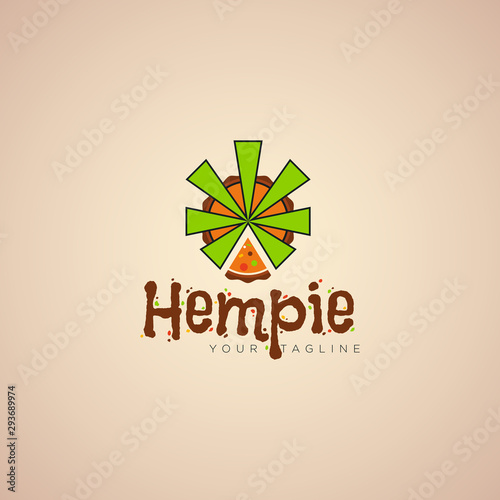 logo hempie, with geometry cannabis and cake vector