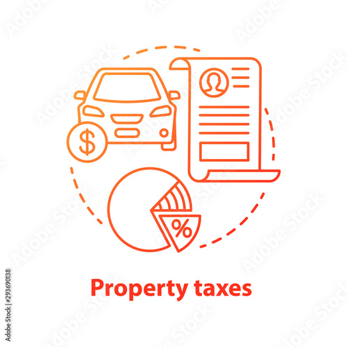 Property taxes red concept icon. Tax on possessions idea thin line illustration. Real estate, automobile ad-valorem taxation. Goods income deduction. Vector isolated outline drawing