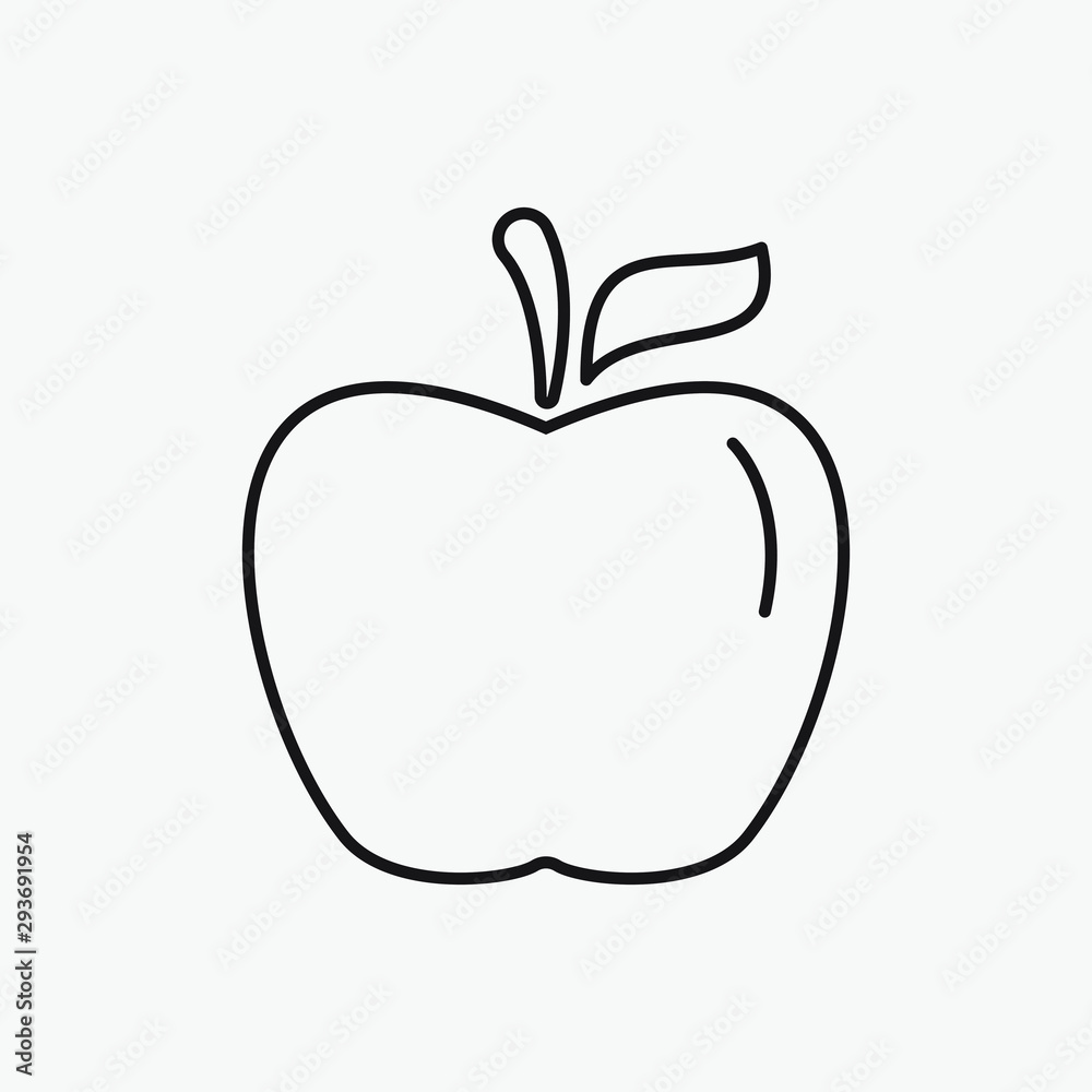 Apple vector icon. Apple fruit illustration isolated on white background