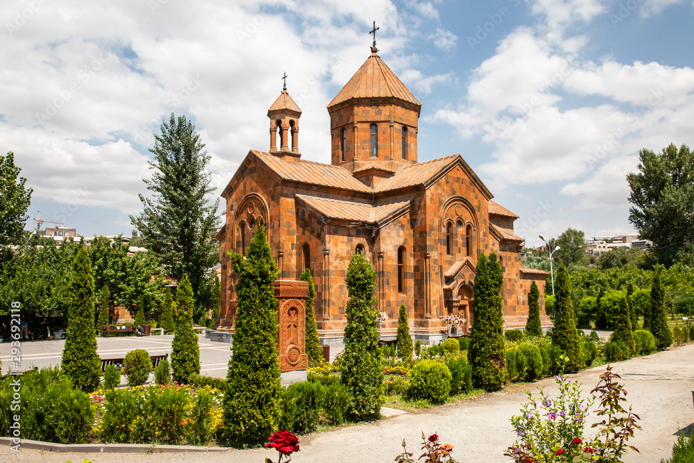 Obraz premium Western Asia,Eurasia,South Caucasus, Republic of Armenia. Yerevan, Nork-Marash district. Exterior view of the Surb Astvatsatsin Church.
