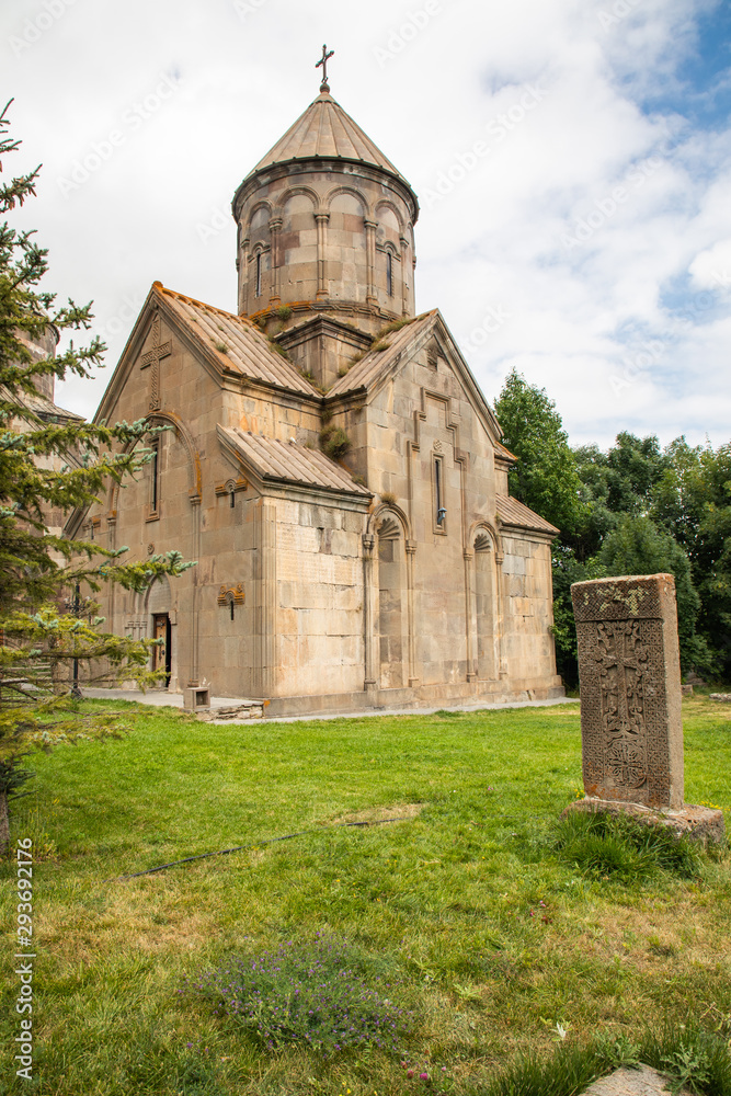 Western Asia, Eurasia, South Caucasus, Republic of Armenia. Tsakhkadzor. Kecharis Monastery. An 11th C. medieval monastic complex. Exterior view of Katoghike Church.