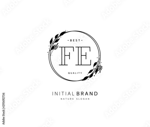 F E FE Beauty vector initial logo, handwriting logo of initial signature, wedding, fashion, jewerly, boutique, floral and botanical with creative template for any company or business.