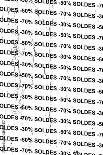 French language: sale (soldes). Black Friday sale banner. White background with sale announcement. Sale season in France