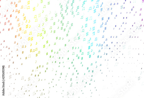 Light Multicolor  Rainbow vector backdrop with music notes.