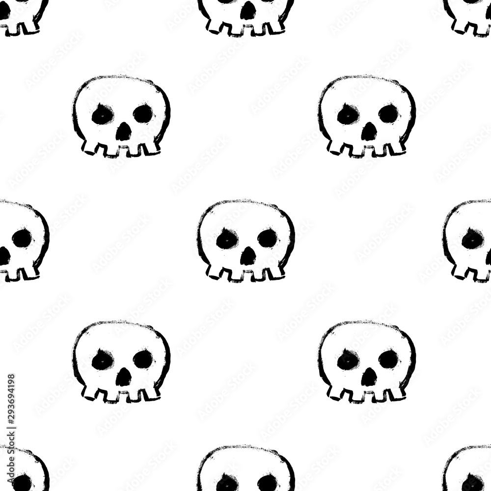 Seamless black pattern with white skulls vector background. Perfect for wallpapers, pattern fills, web page backgrounds, surface textures, textile Seamless black pattern with white skulls vector background. Perfect for wallpapers, pattern fills, web page backgrounds, surface textures, textile