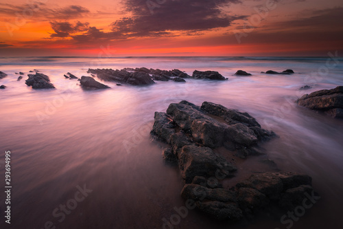 Sunset at Bidart's beach next to Biarritz, Basque Country.