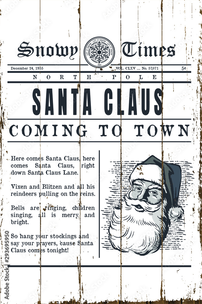 vintage-christmas-newspaper-sign-with-shiplap-design-stock-vector