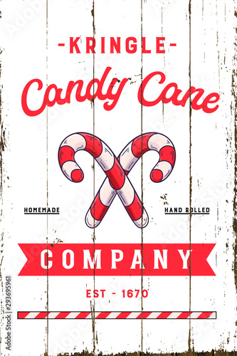Vintage Christmas Candy Cane Company Sign with Shiplap Design