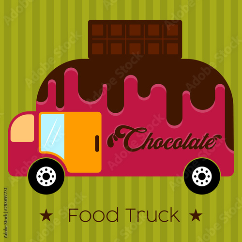 Chocolate food truck. Street food - Vector illustration