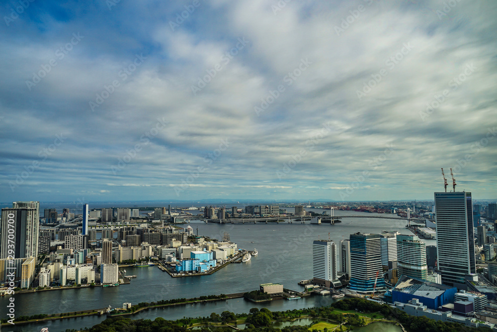 カレッタ汐留の展望台から見える東京の街並み