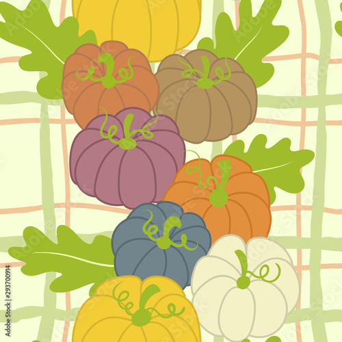 Autumn Fall Pumpkins Seamless Pattern Illustration