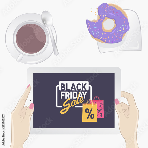 Black Friday tablet. Isolated on a white background