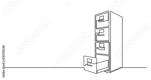 continuous line drawing of big office file cabinet