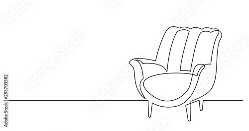 continuous line drawing of elegant comfortable lounge armchair