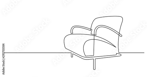continuous line drawing of modern comfortable armchair