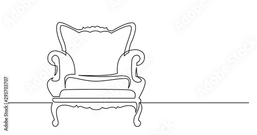 continuous line drawing of vintage style armchair