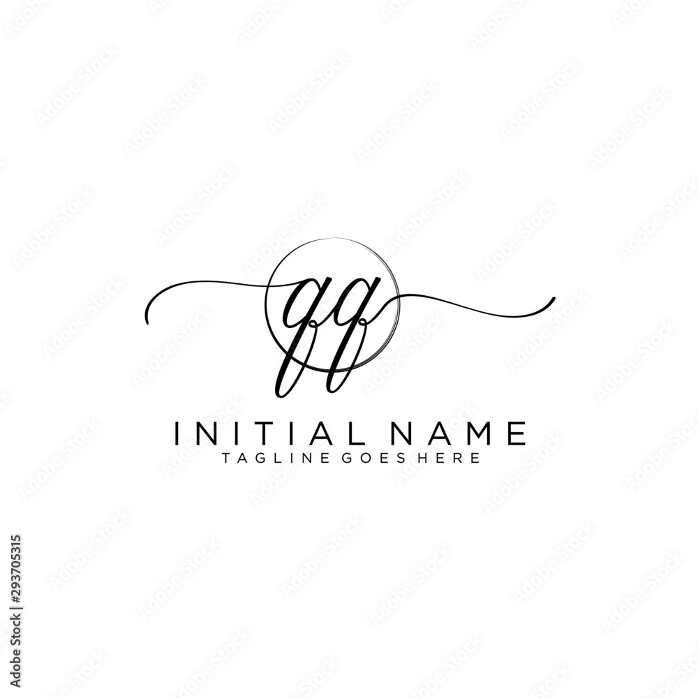 QQ Initial handwriting logo with circle template vector. QQ Initial handwriting logo with circle template vector.