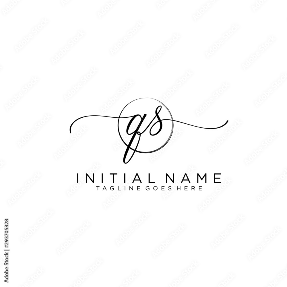 QS Initial handwriting logo with circle template vector.