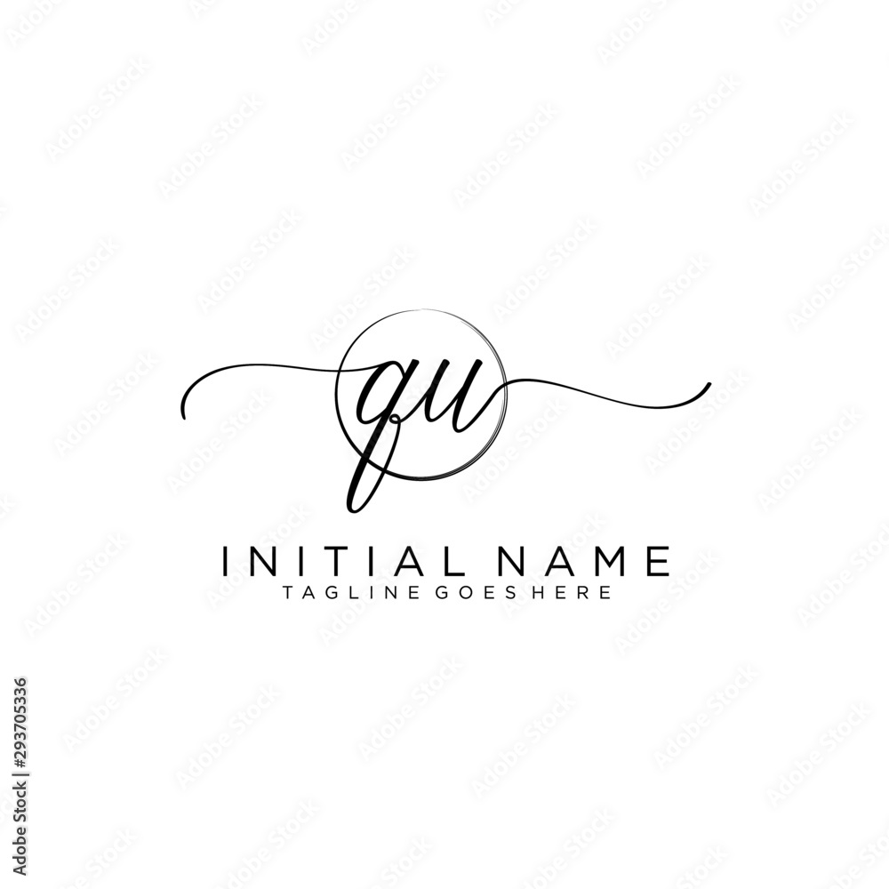 QU Initial handwriting logo with circle template vector. QU Initial handwriting logo with circle template vector.
