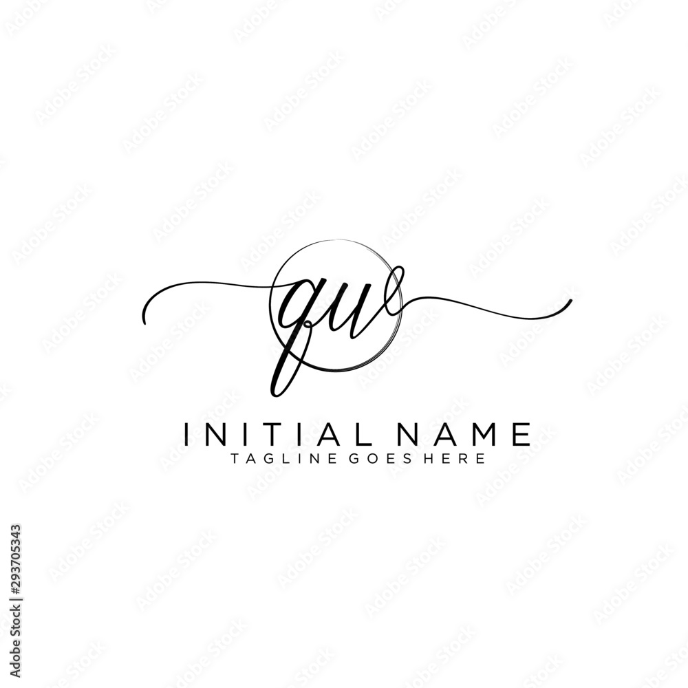 QW Initial handwriting logo with circle template vector. QW Initial handwriting logo with circle template vector.