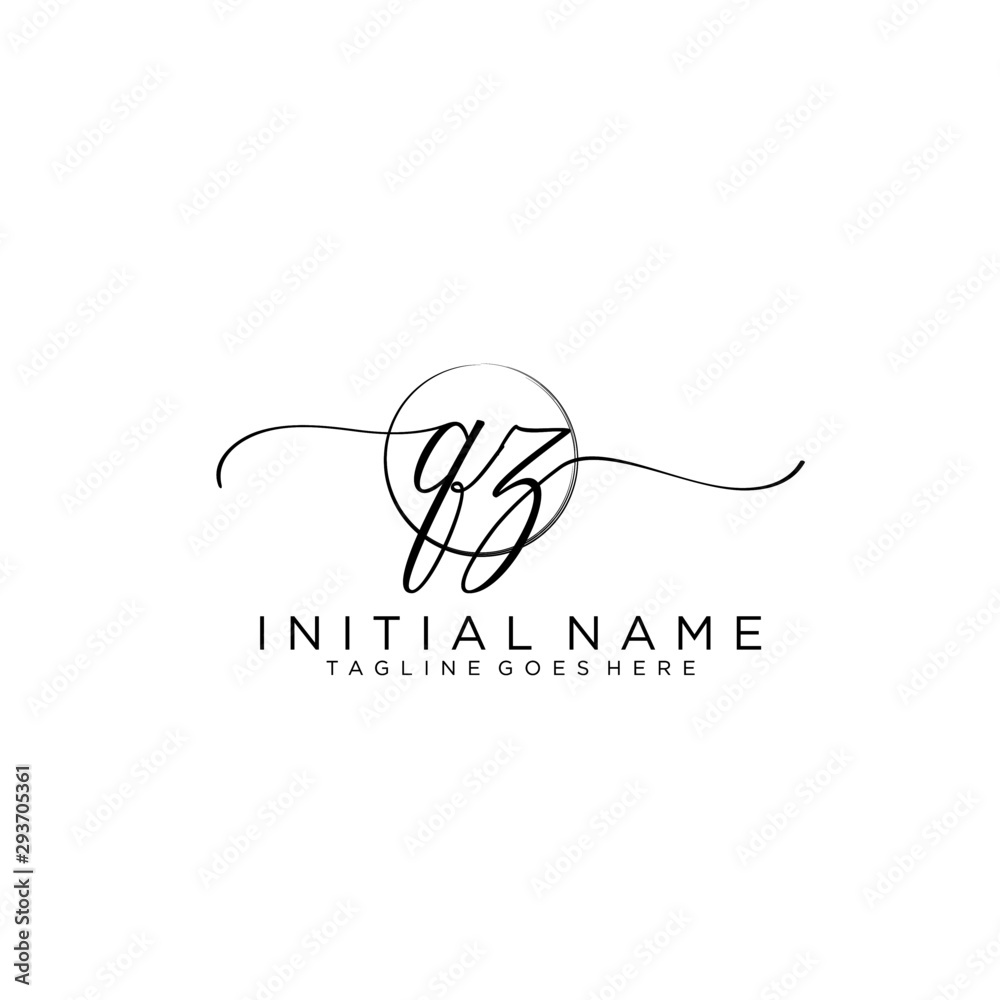 QZ Initial handwriting logo with circle template vector. QZ Initial handwriting logo with circle template vector.