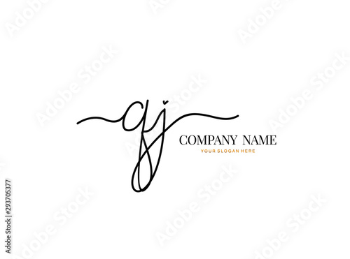 Q J QJ Initial handwriting logo design with circle. Beautyful design handwritten logo for fashion, team, wedding, luxury logo.