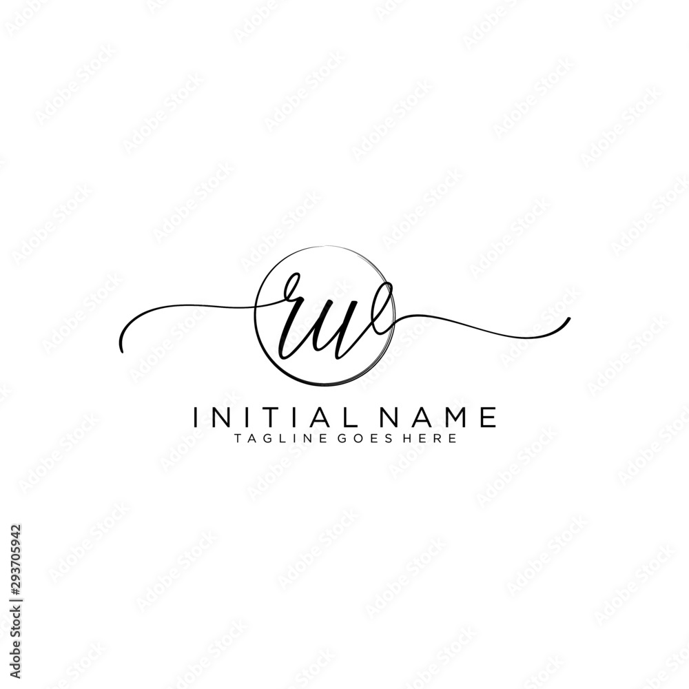 RW Initial handwriting logo with circle template vector.