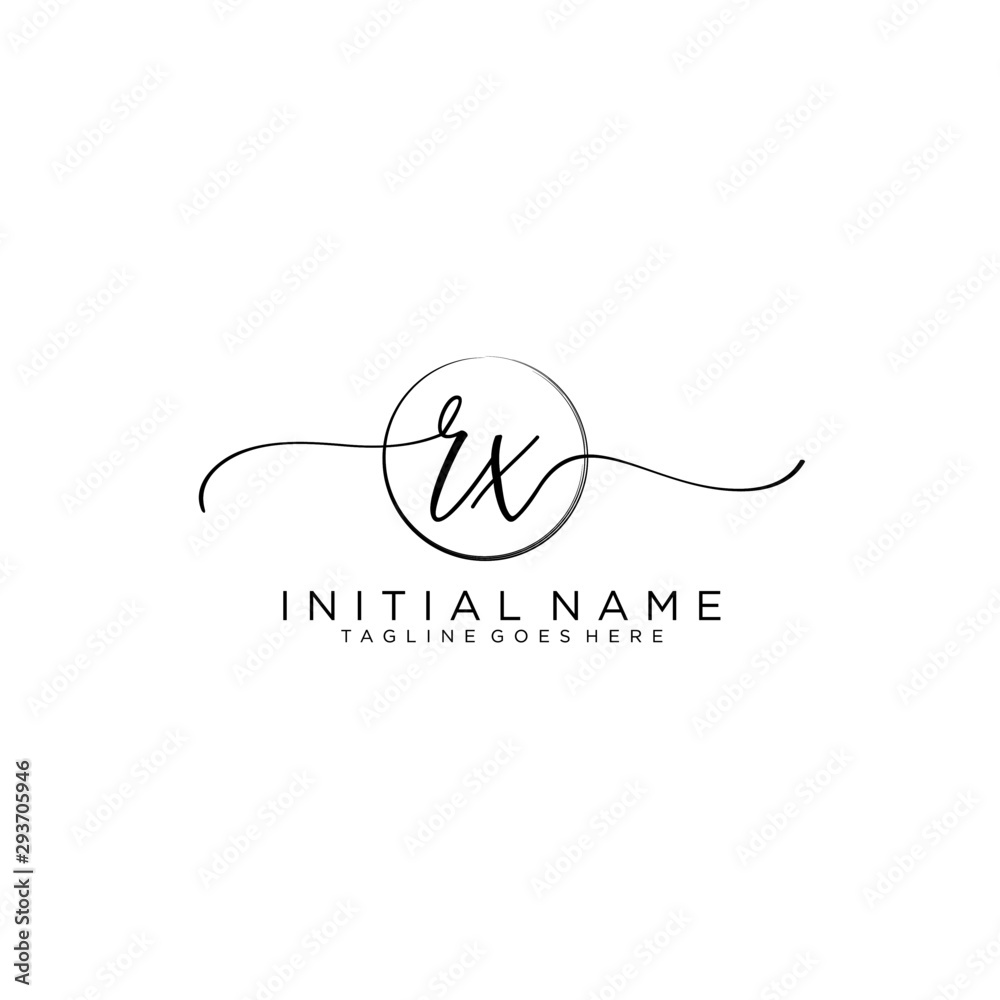 RX Initial handwriting logo with circle template vector. RX Initial handwriting logo with circle template vector.