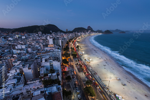 View of Copacabana Beach in Rio de Janeiro at Night © Donatas Dabravolskas