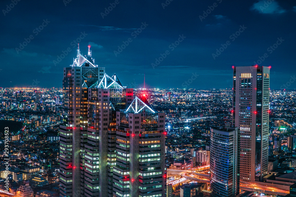 東京都庁舎の展望台から見える東京の夜景