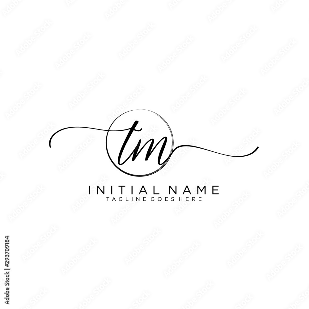 TM Initial handwriting logo with circle template vector. TM Initial handwriting logo with circle template vector.