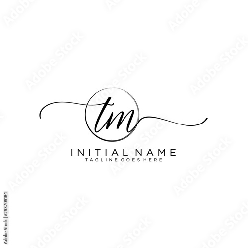 TM Initial handwriting logo with circle template vector.
