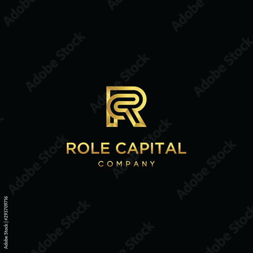 initial letter rc golden logo design concept
