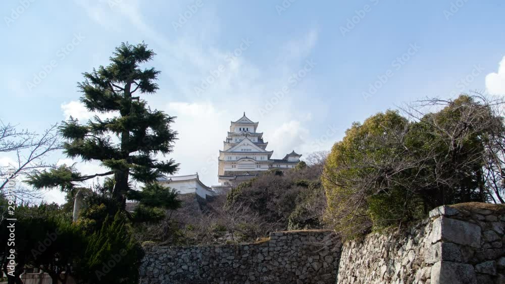 Himeji Castle Side View Park Scene Japan Timelapse Himeji Castle Side View Park Scene Japan Timelapse