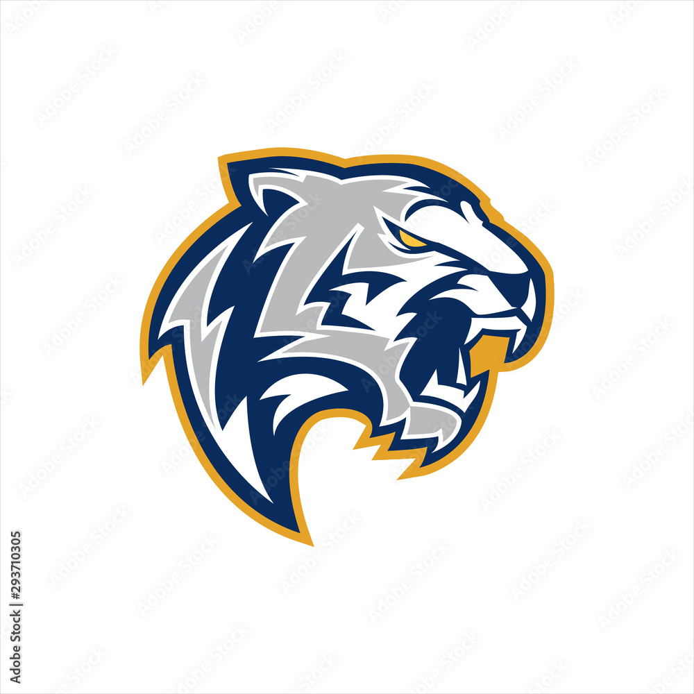 tiger with sharp fang sports logo design, tiger esports logo design