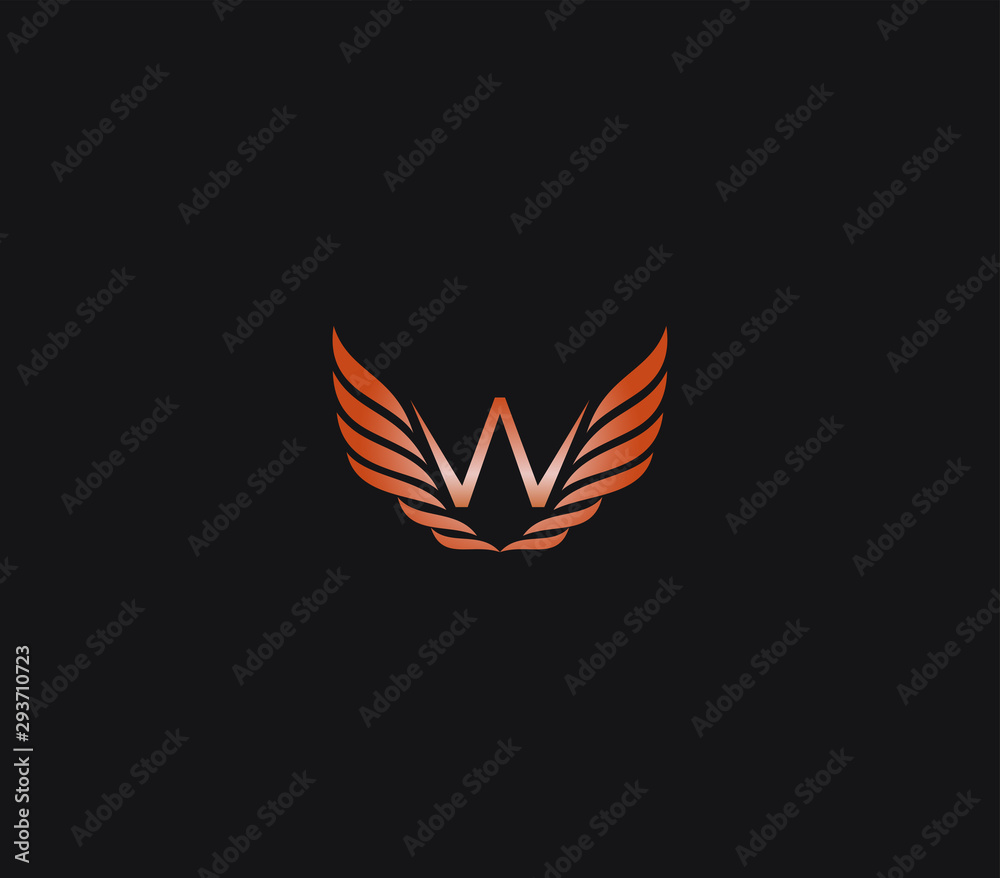 wings logo design element , letter W with wings logo design template ...