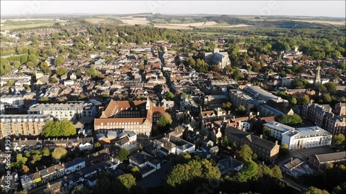 Winchester City from an aerial perspective. Pan down. photo