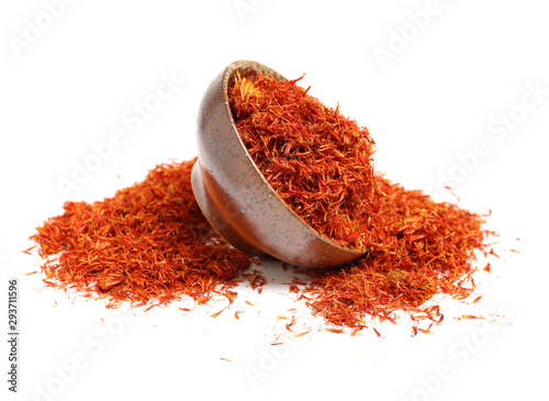 Valokuva Dried safflower on white background